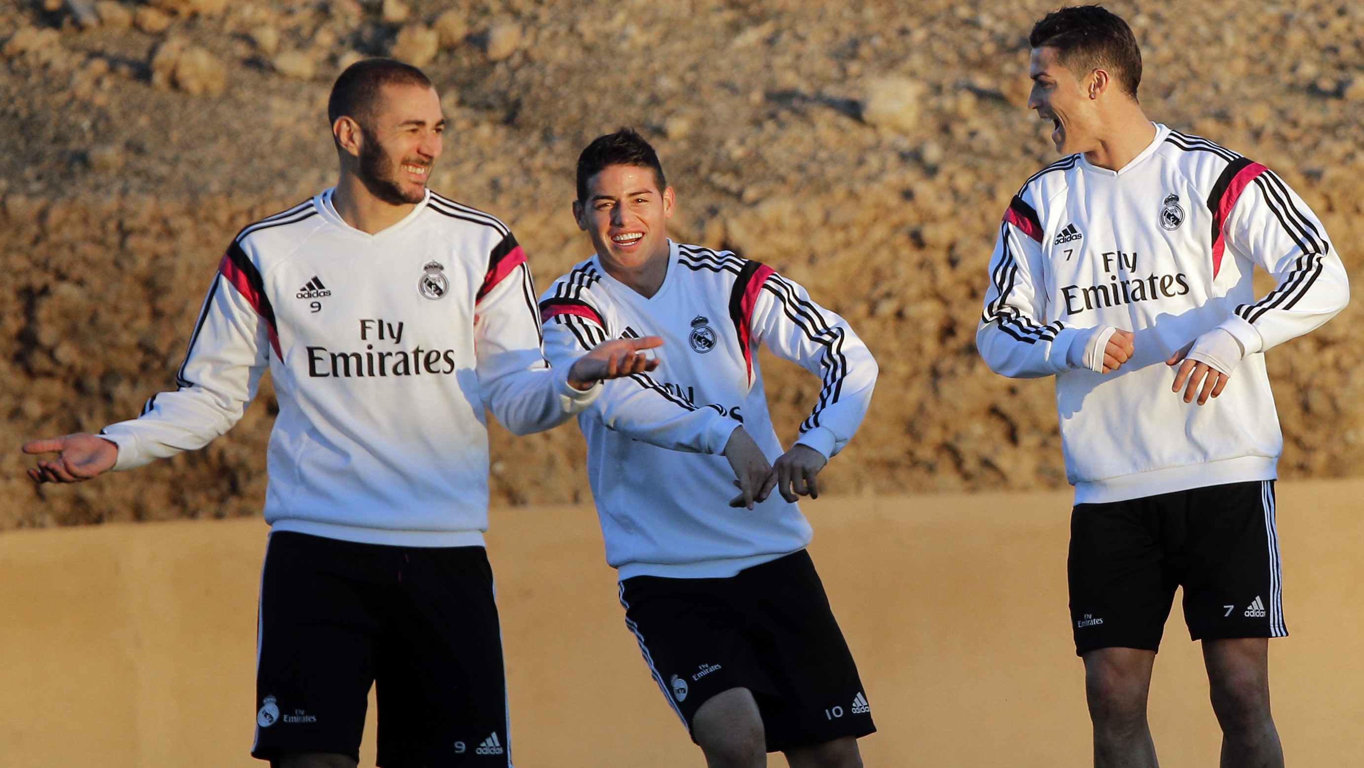 Tréning_Real Madrid_Benzema_James_Ronaldo